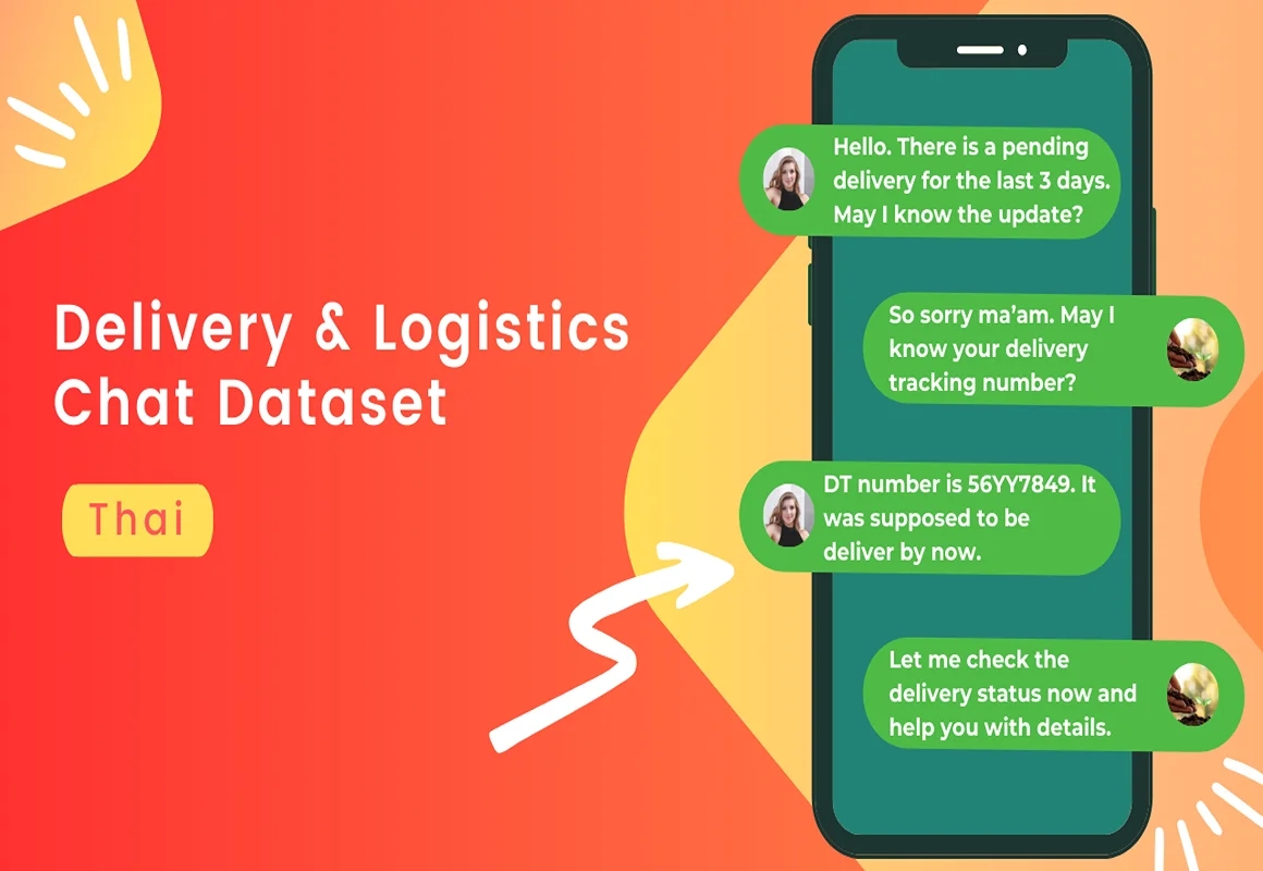 Delivery & Logistics NLP conversational chat dataset in Thai