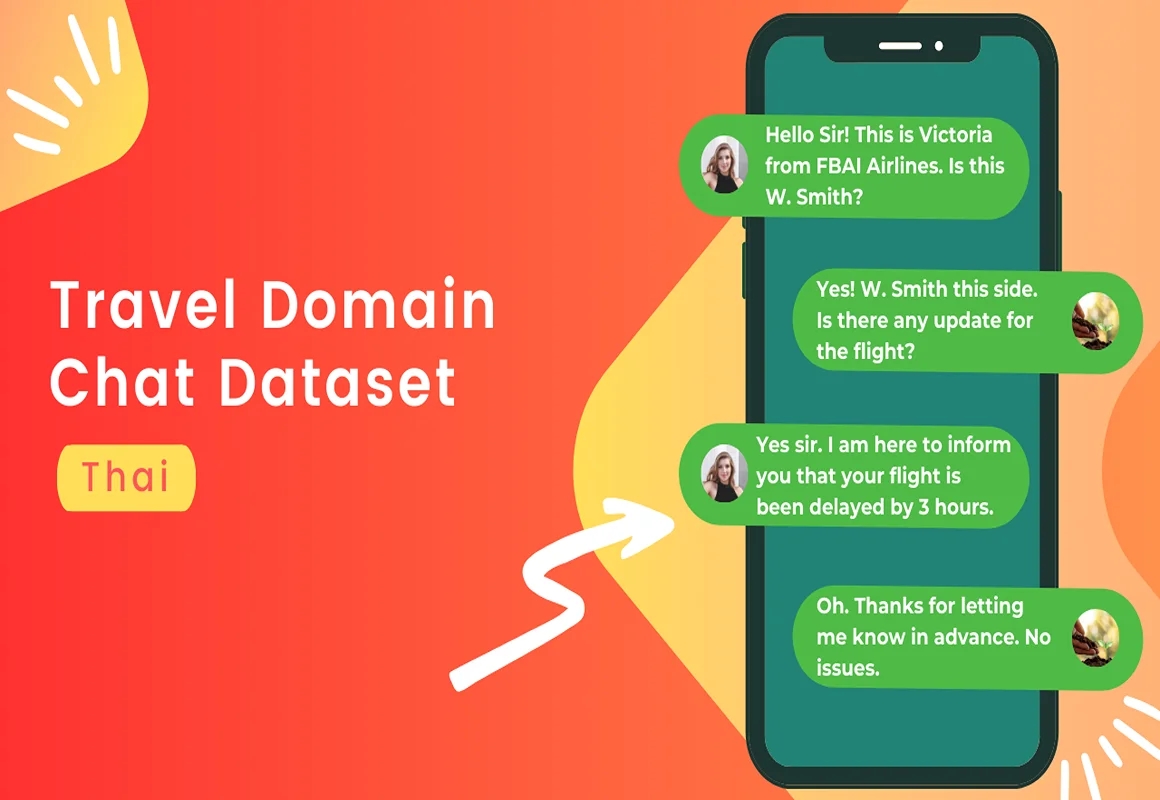 Travel NLP conversational chat dataset in Thai