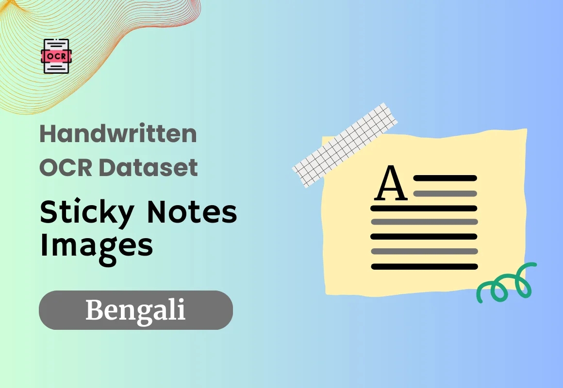 Bengali OCR dataset with handwritten sticky notes images