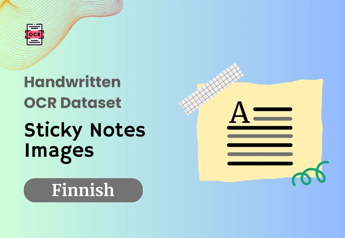 Finnish OCR dataset with handwritten sticky notes images