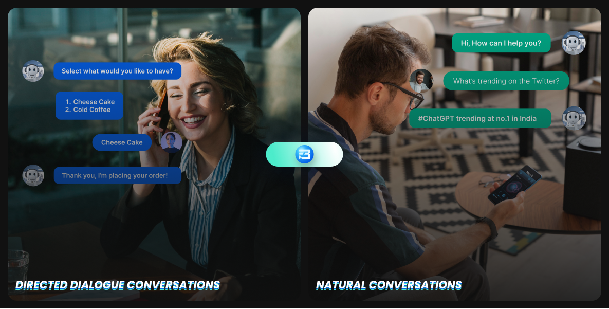 It suggests that the conversational interaction encompasses both guided and spontaneous dialogue, enabling a seamless and authentic conversational experience between users and AI systems.